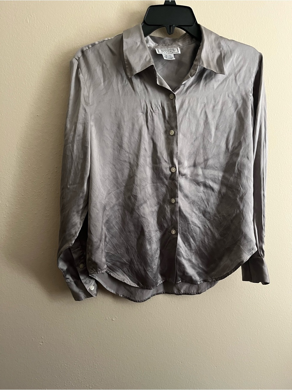Vintage Gray 100% Silk Blouse